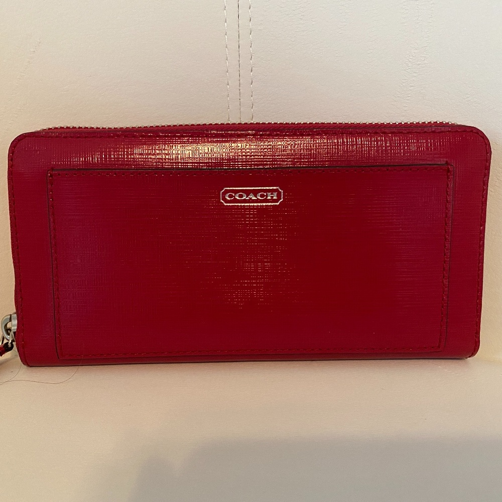 COPY - Coach 54007 Accordion Zip Wallet  Cranberry